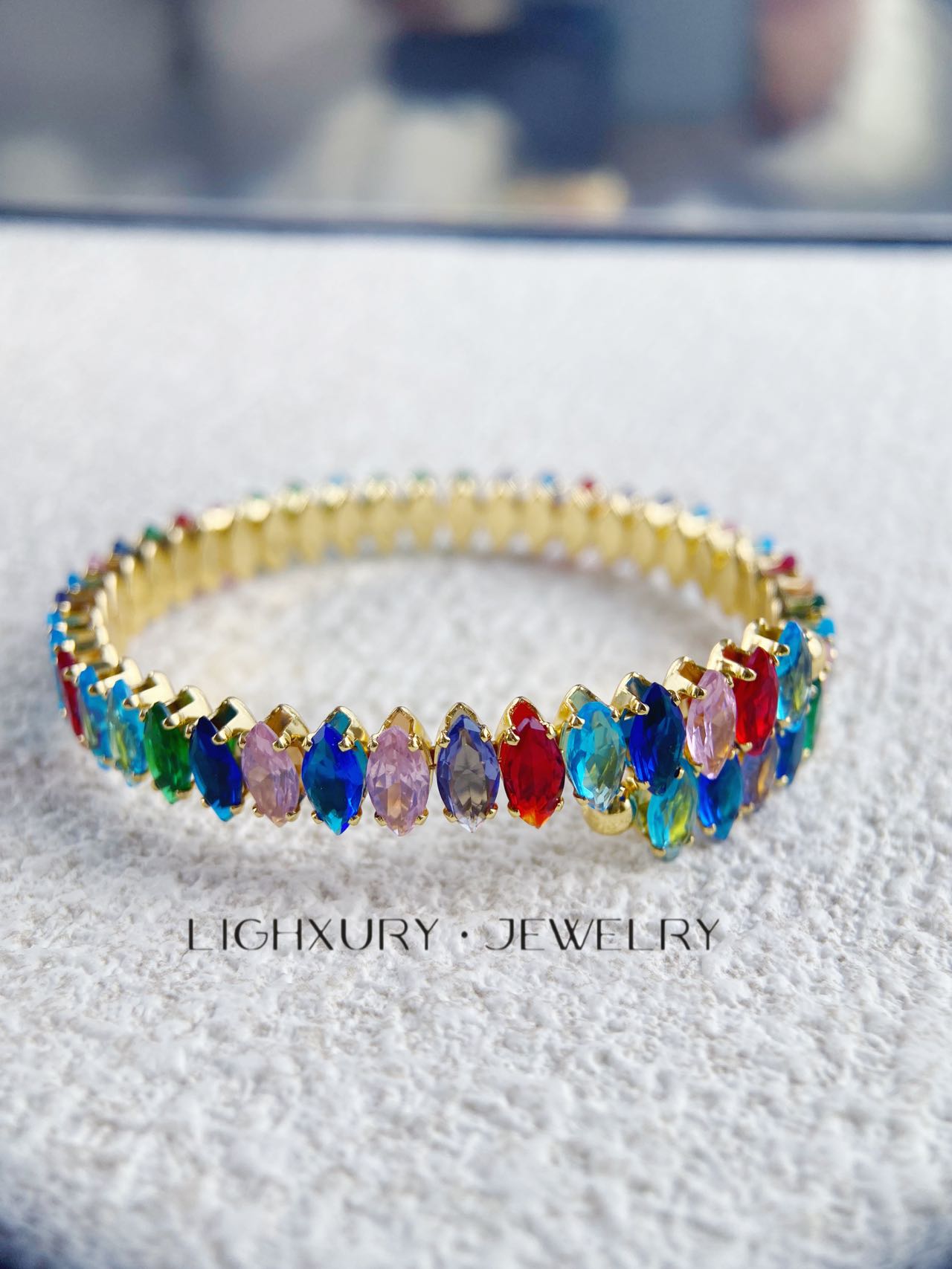 Colourful crystal gold plated bracelet