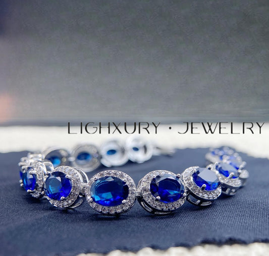 Oval shaped sapphire diamond bracelet