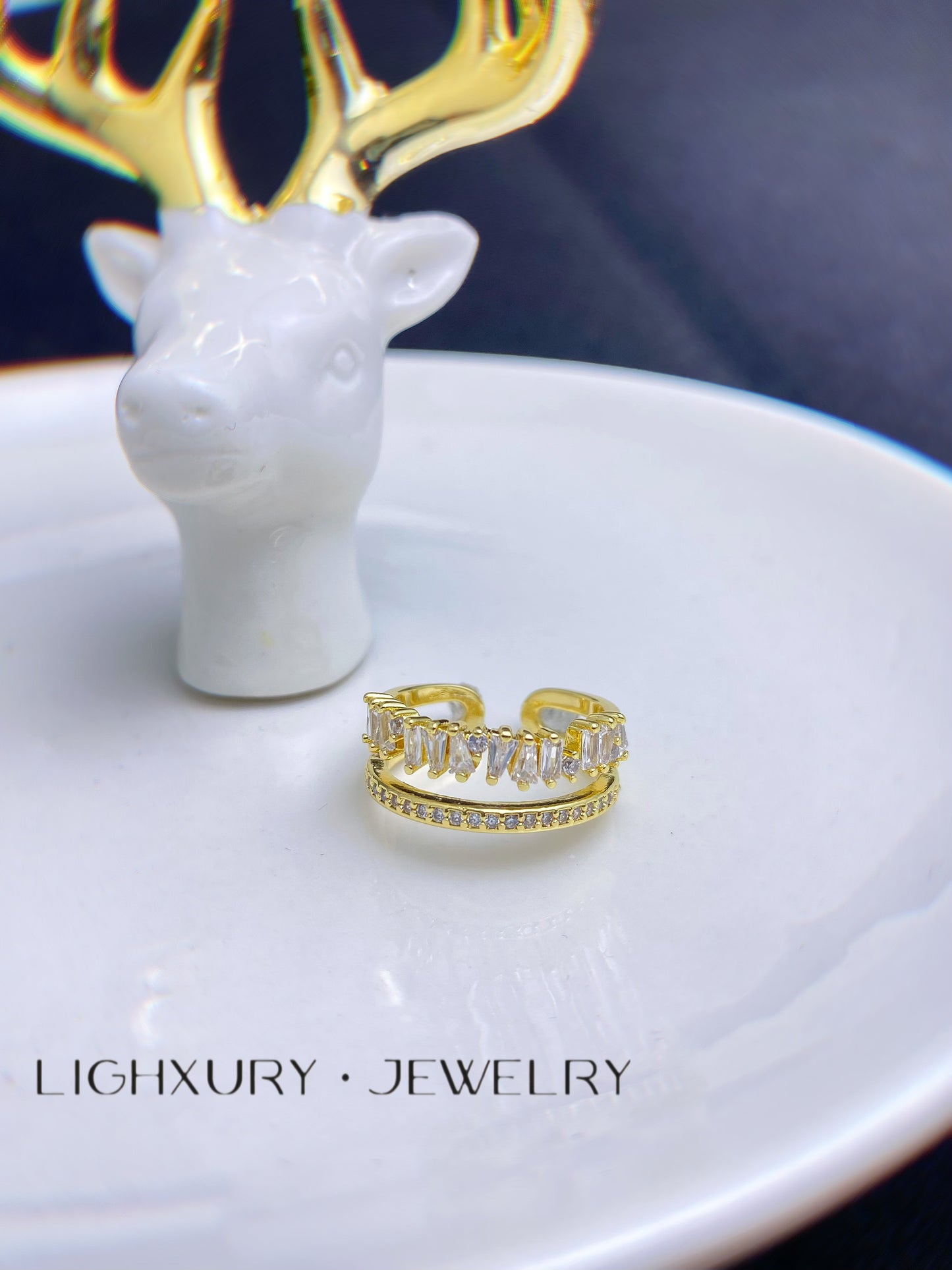 Lighxury Jewelry Double Circle Ring: A Captivating Blend of Elegance and Sparkle