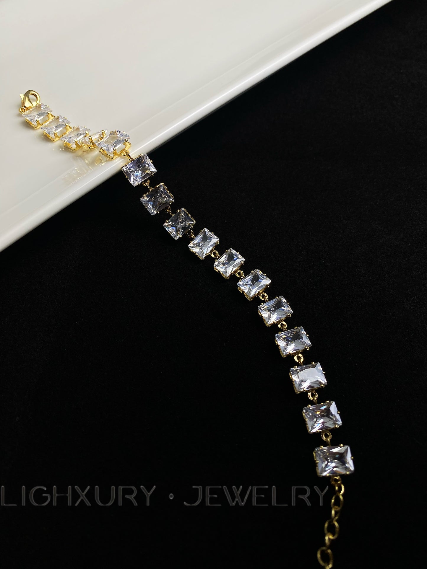 Golden Square Zircon Bracelet: A Glittering Tapestry of Elegance