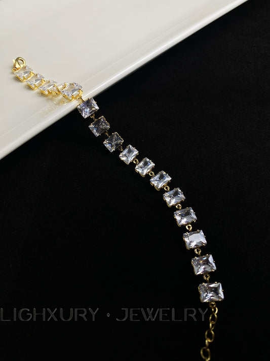 Golden Square Zircon Bracelet: A Glittering Tapestry of Elegance