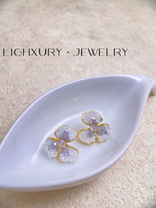 Golden and Purple Crystal Flower Earrings: A Radiant Bloom of Elegance